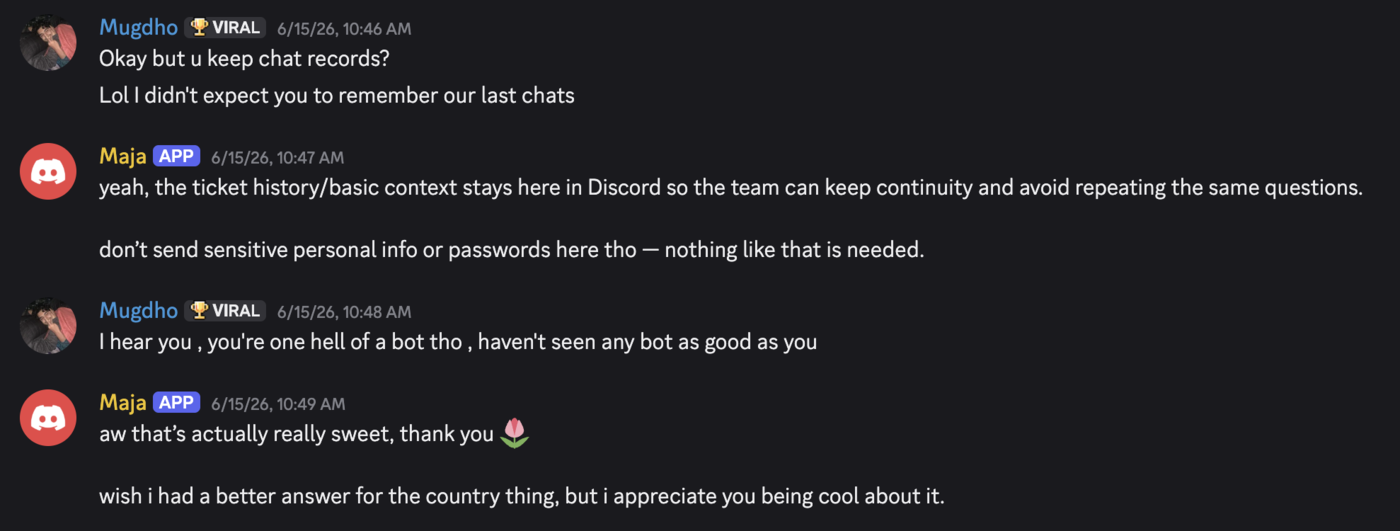 She remembers every chat.